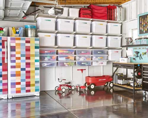 organize your garage with bins